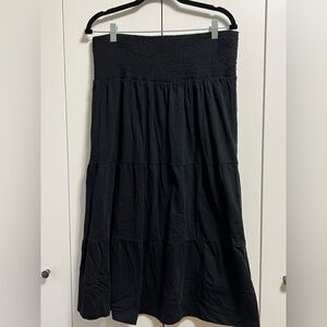 Black Cotton Olsen skirt with gathered waistband size xl